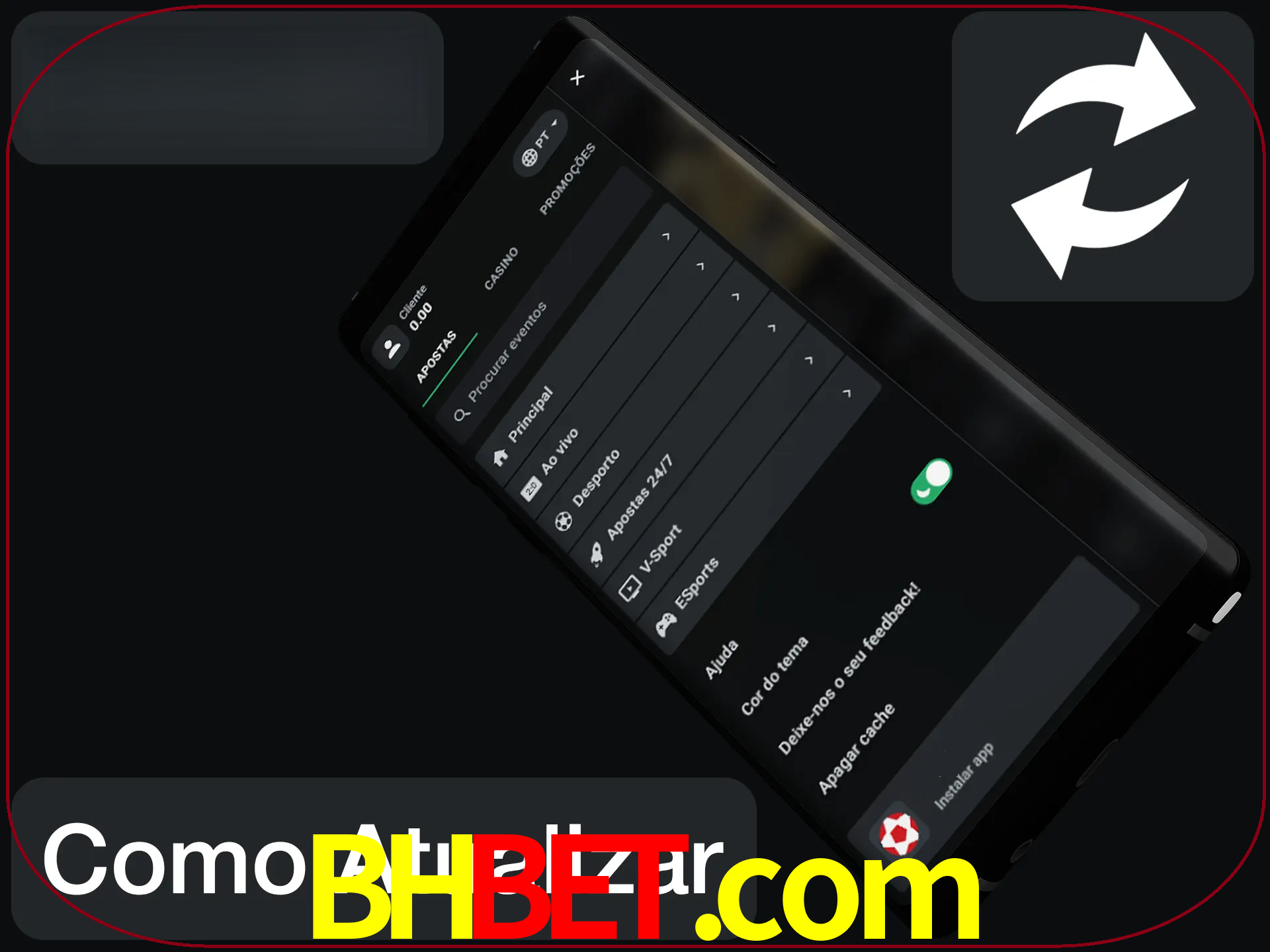 O aplicativo é atualizado automaticamente quando você faz o login.